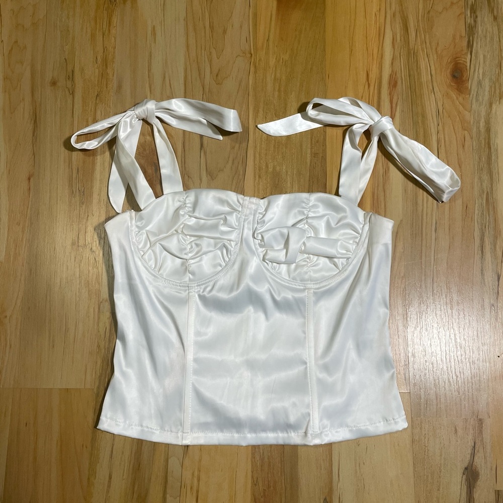 Vintage Étophe Studios White Silky Corset Top M